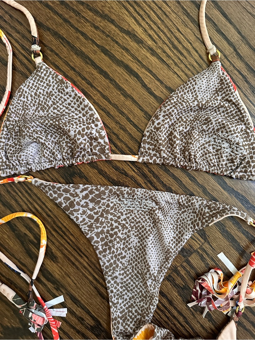 Acacia swimwear Retro Paradise Floral Tie-Side Triangle Bikini small P XS - Picture 7 of 14